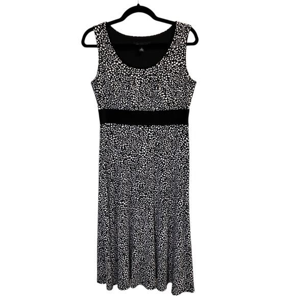Perceptions Floral Dotted Black & White Sleeveless A-Line Dress Petite Size 8P - Picture 1 of 11